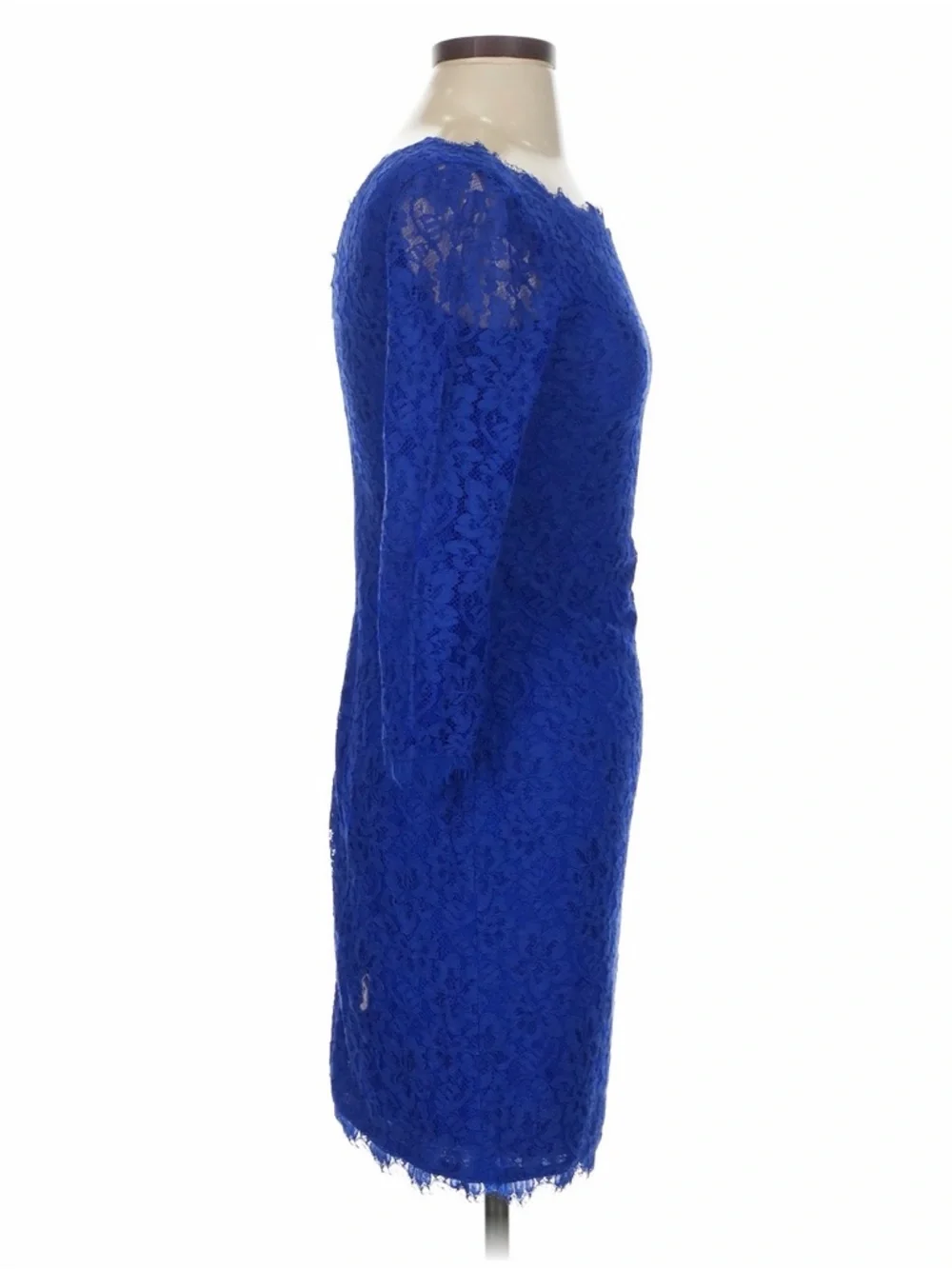 Diane Von Furstenberg Royal Blue Lace Long Sleeve Sheath Dress 0
